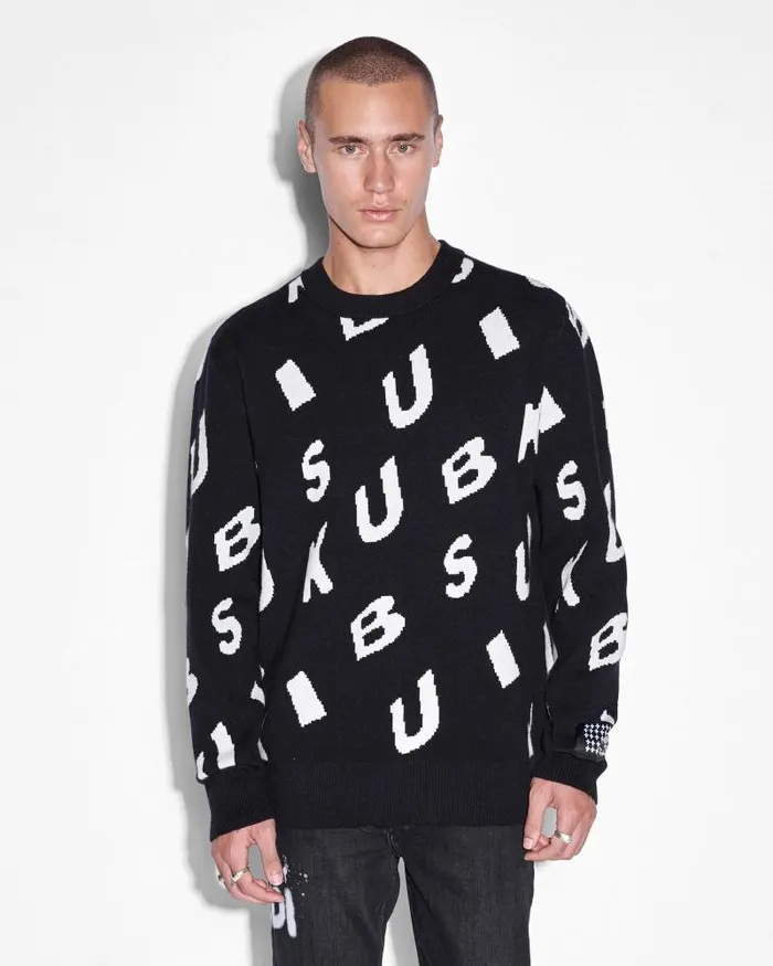 Ksubi Letters Knit Crew Black Mens Knits