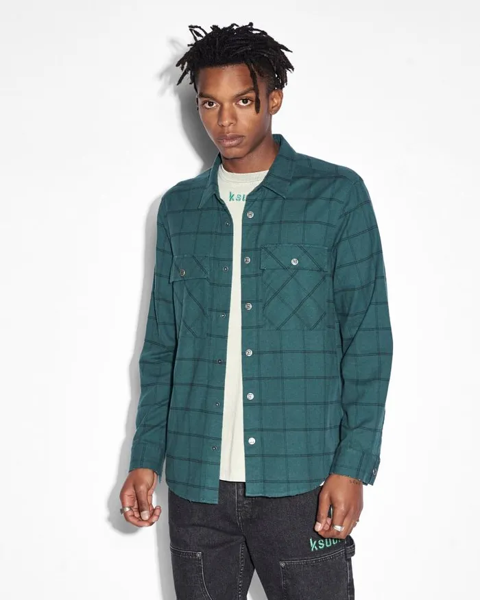Ksubi Paradox Ls Shirt Khaki Fade Mens Shirts