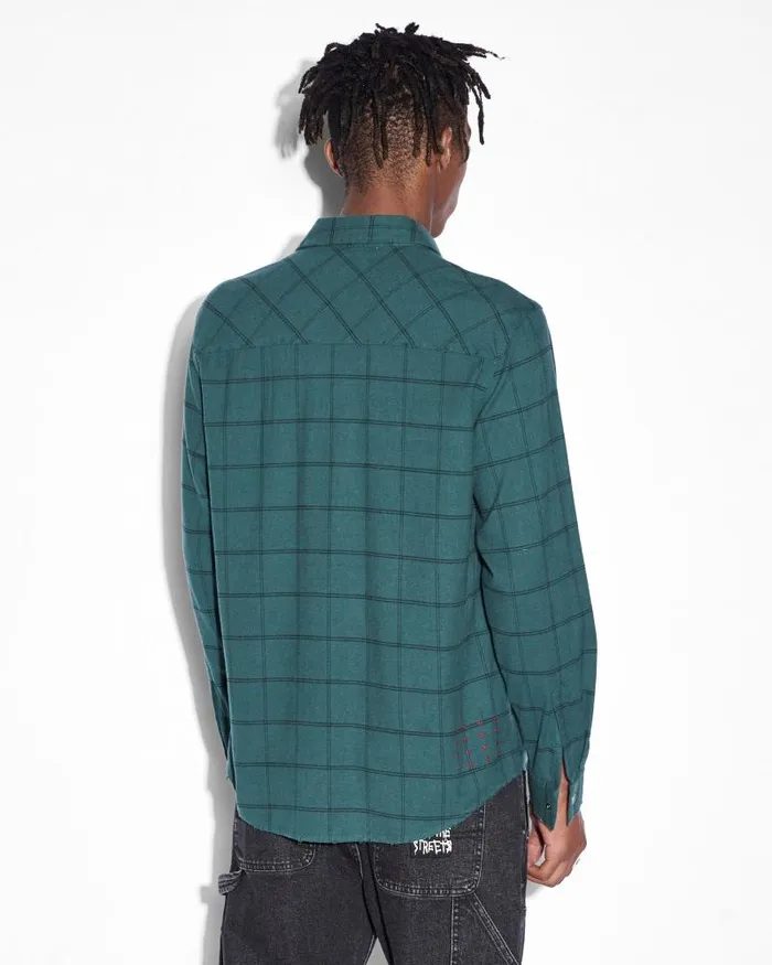 Ksubi Paradox Ls Shirt Khaki Fade Mens Shirts