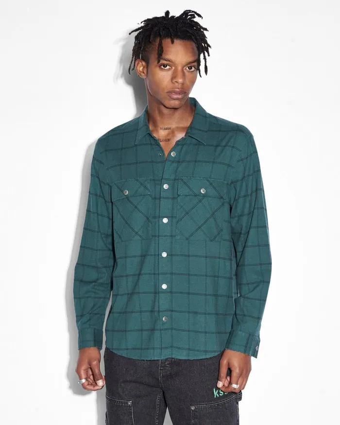 Ksubi Paradox Ls Shirt Khaki Fade Mens Shirts