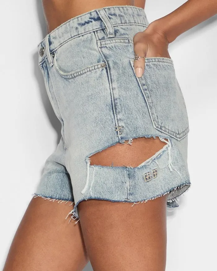 Ksubi Rise N Hi Shorts Worn Sliced Womens Denim Shorts