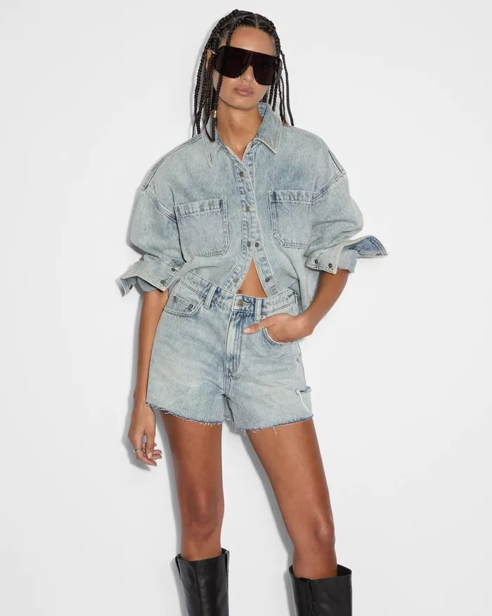 Ksubi Rise N Hi Shorts Worn Sliced Womens Denim Shorts