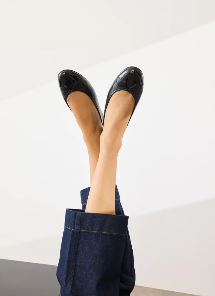 LKBennett Ballet Pumps Women Kara Black Leather And Patent Toe Cap Ballet Flats LKBennett Ballet Pumps Women Kara Black Leather And Patent Toe Cap Ballet Flats