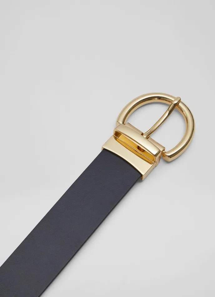 LKBennett Belts Women Odette Navy And Cream Leather Reversible Belt LKBennett Belts Women Odette Navy And Cream Leather Reversible Belt