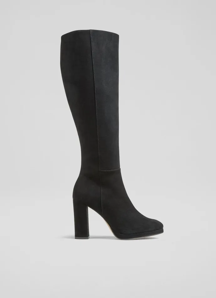 LKBennett Boots Women Darby Black Platform Knee High Boot