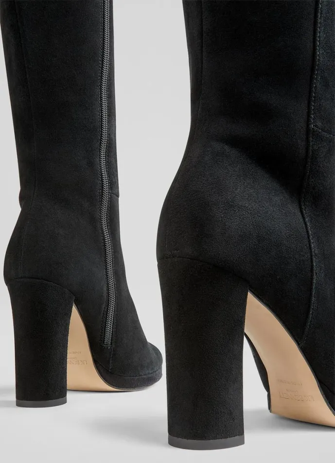 LKBennett Boots Women Darby Black Platform Knee High Boot LKBennett Boots Women Darby Black Platform Knee High Boot