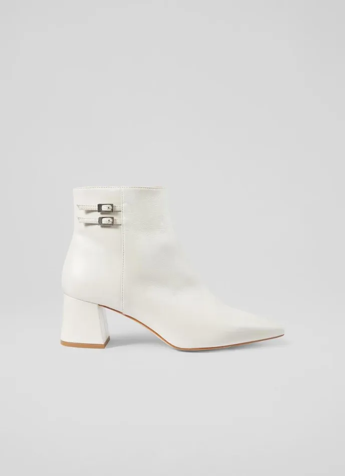 LKBennett Boots Women Missy Cream Leather Ankle Boots