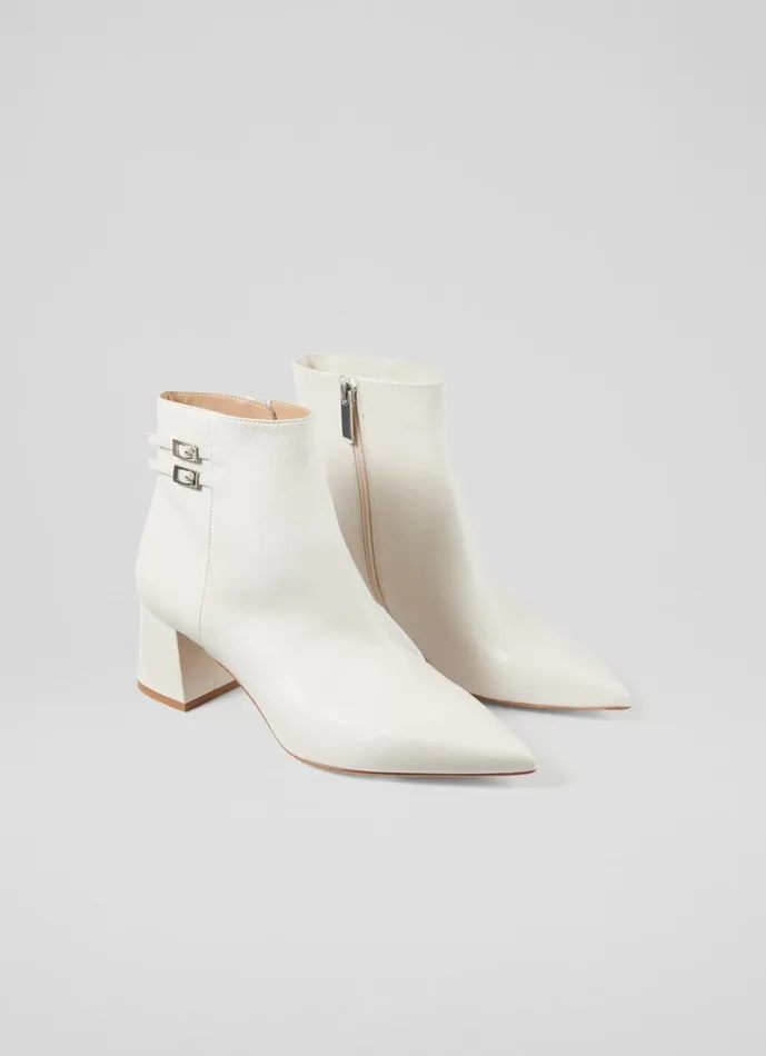 LKBennett Boots Women Missy Cream Leather Ankle Boots LKBennett Boots Women Missy Cream Leather Ankle Boots