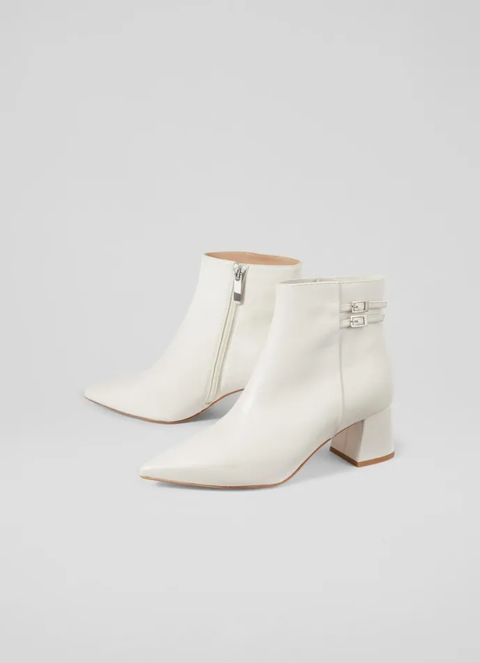 LKBennett Boots Women Missy Cream Leather Ankle Boots LKBennett Boots Women Missy Cream Leather Ankle Boots