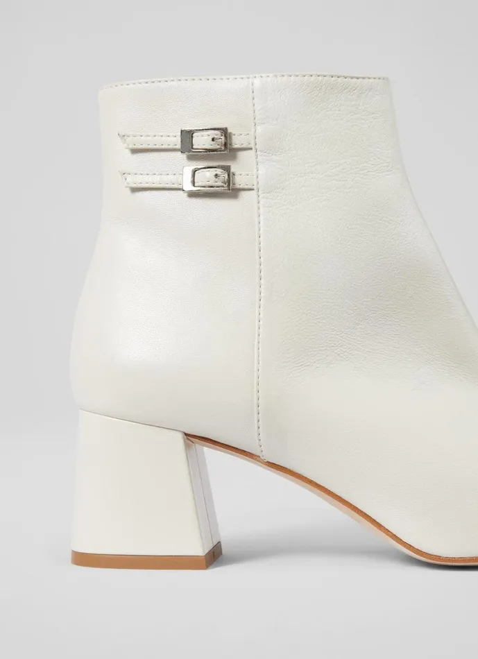 LKBennett Boots Women Missy Cream Leather Ankle Boots LKBennett Boots Women Missy Cream Leather Ankle Boots