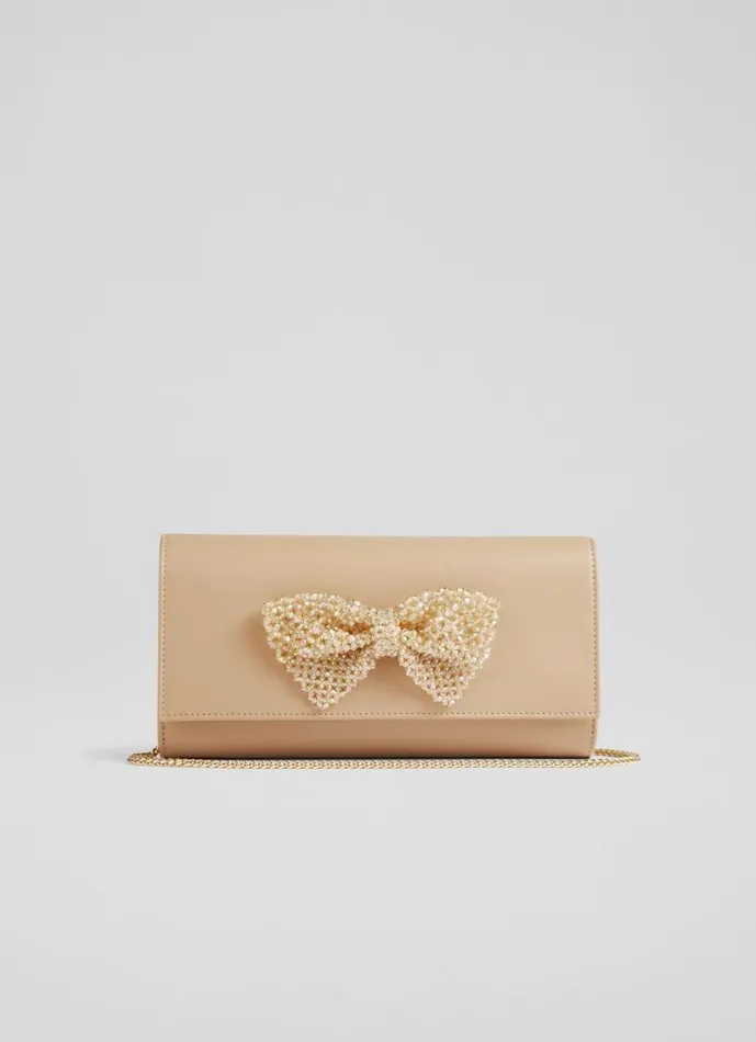 LKBennett Clutch Bags Women Erla Beige Leather Clutch Bag
