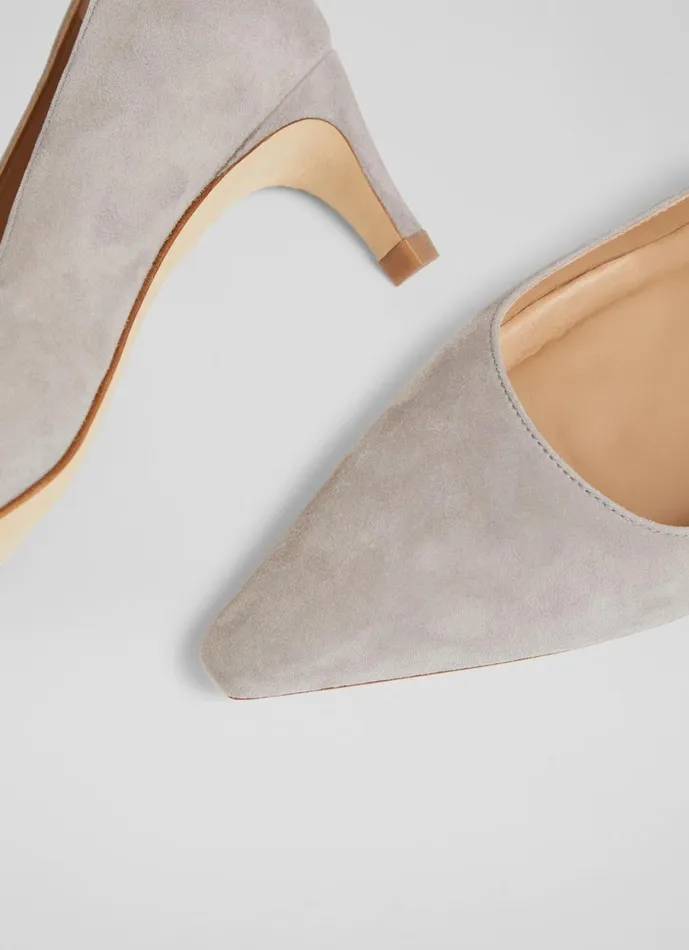 LKBennett Court Shoes Women Ava Grey Suede Kitten Heel Courts LKBennett Court Shoes Women Ava Grey Suede Kitten Heel Courts