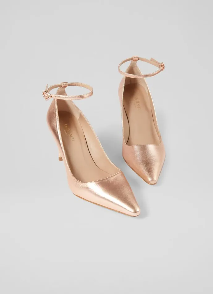 LKBennett Court Shoes Women Catelyn Copper Leather Ankle Strap Closed Courts LKBennett Court Shoes Women Catelyn Copper Leather Ankle Strap Closed Courts