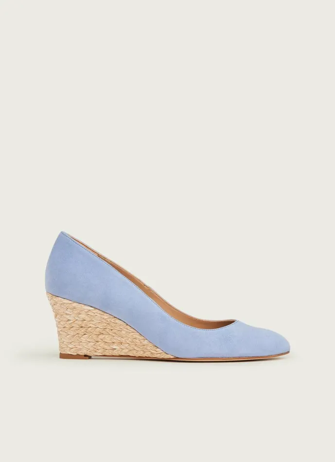 LKBennett Court Shoes Women Eevi Pale Blue Suede Espadrille Wedges