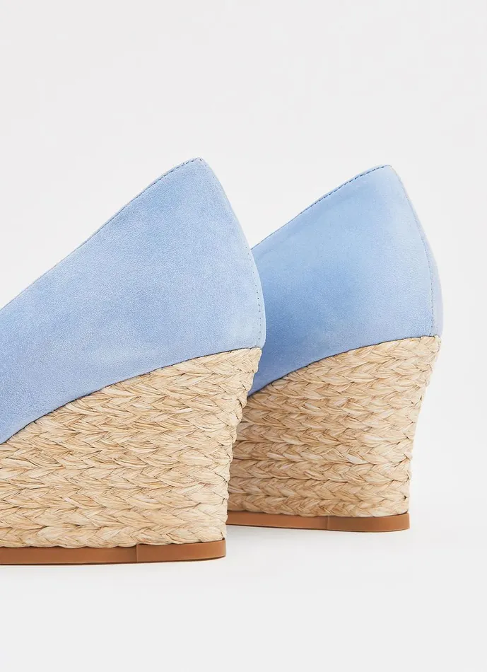 LKBennett Court Shoes Women Eevi Pale Blue Suede Espadrille Wedges LKBennett Court Shoes Women Eevi Pale Blue Suede Espadrille Wedges