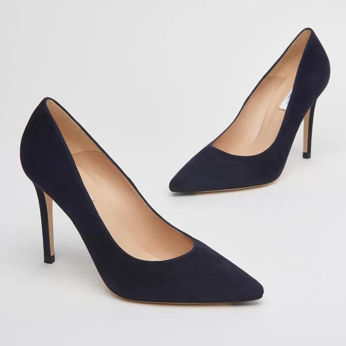 LKBennett Court Shoes Women Fern Navy Suede Pointed Toe Courts LKBennett Court Shoes Women Fern Navy Suede Pointed Toe Courts