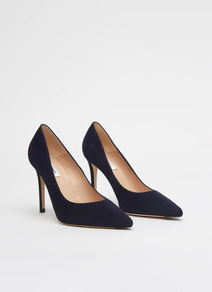 LKBennett Court Shoes Women Fern Navy Suede Pointed Toe Courts LKBennett Court Shoes Women Fern Navy Suede Pointed Toe Courts