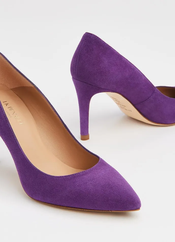 LKBennett Court Shoes Women Floret Mulberry Suede Pointed Toe Courts LKBennett Court Shoes Women Floret Mulberry Suede Pointed Toe Courts