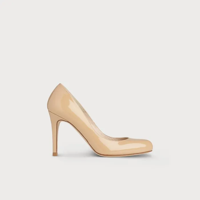 LKBennett Court Shoes Women Stila Beige Patent Leather Round Toe Courts