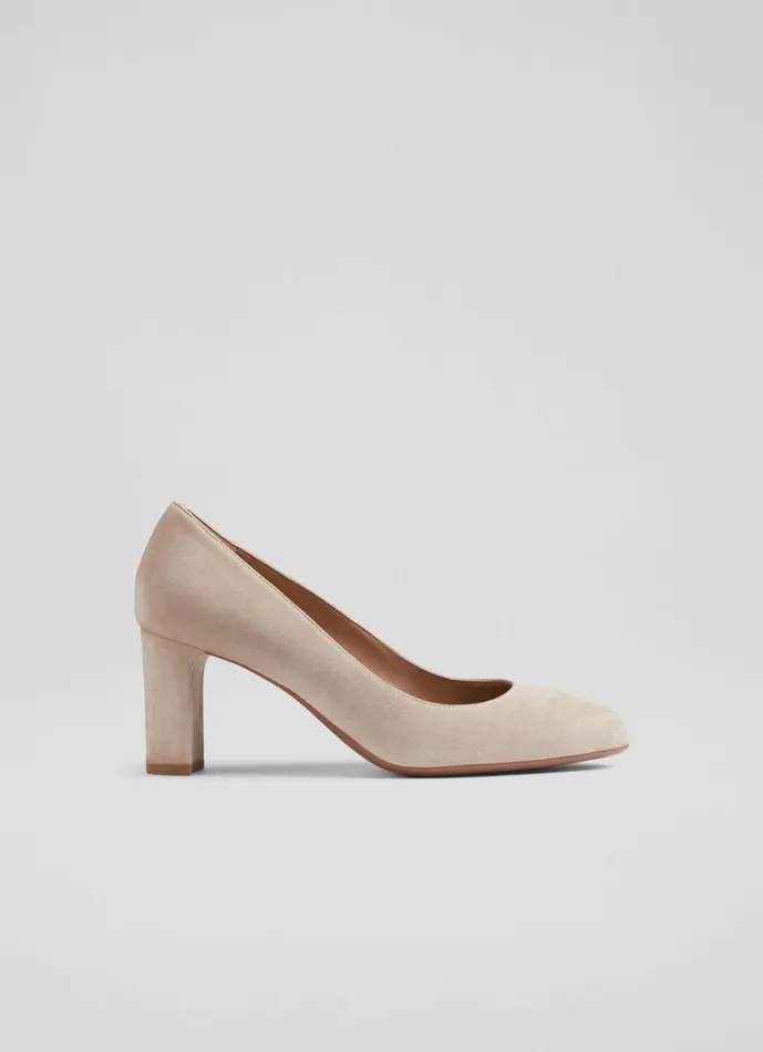 LKBennett Court Shoes Women Winola Beige Suede Round Toe Courts