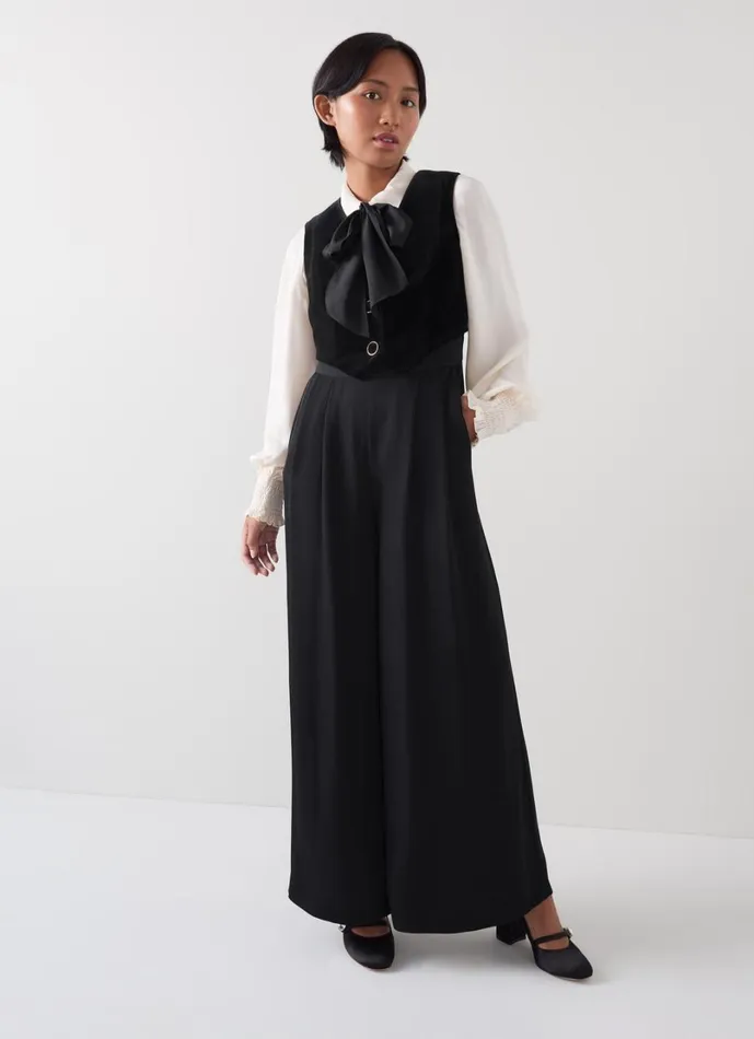 LKBennett Dresses Women Carine Petite Black Waistcoat Culotte Jumpsuit