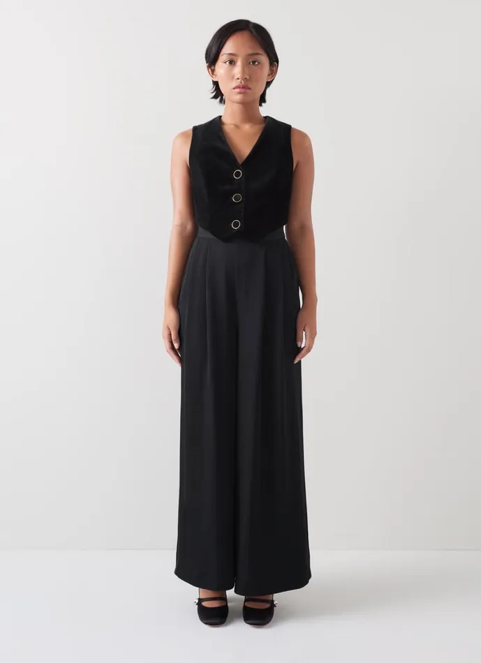 LKBennett Dresses Women Carine Petite Black Waistcoat Culotte Jumpsuit LKBennett Dresses Women Carine Petite Black Waistcoat Culotte Jumpsuit