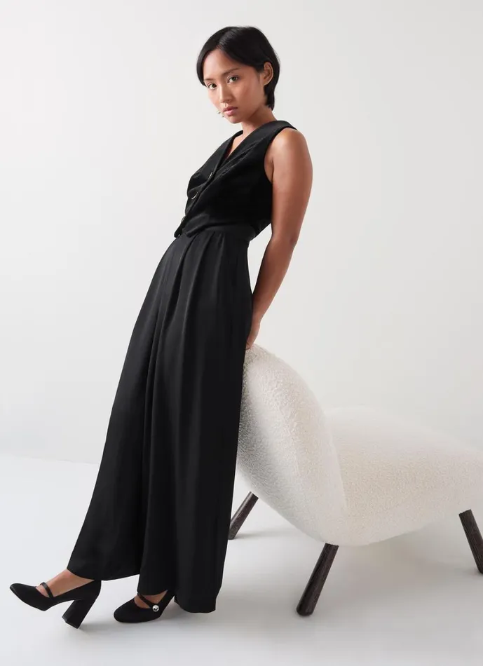 LKBennett Dresses Women Carine Petite Black Waistcoat Culotte Jumpsuit LKBennett Dresses Women Carine Petite Black Waistcoat Culotte Jumpsuit