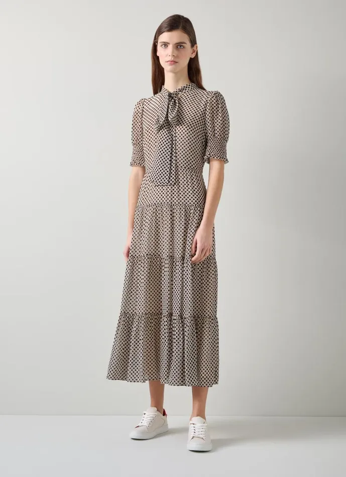 LKBennett Dresses Women Coco Ecru Polka Dot Dress