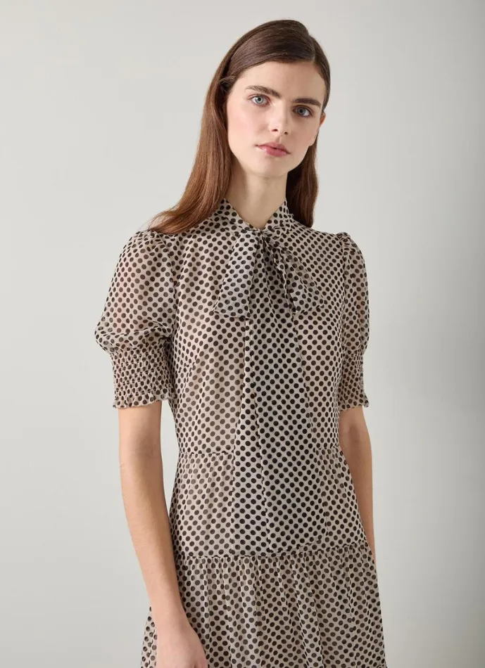 LKBennett Dresses Women Coco Ecru Polka Dot Dress LKBennett Dresses Women Coco Ecru Polka Dot Dress