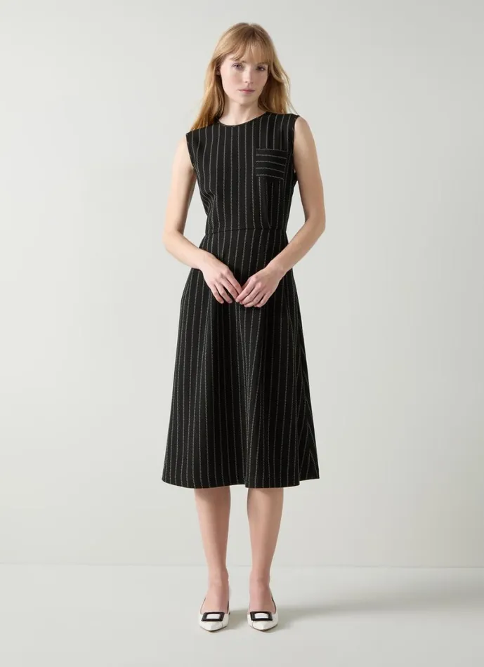 LKBennett Dresses Women Ellis Black andCream Pinstripe Sleeveless Dress LKBennett Dresses Women Ellis Black andCream Pinstripe Sleeveless Dress
