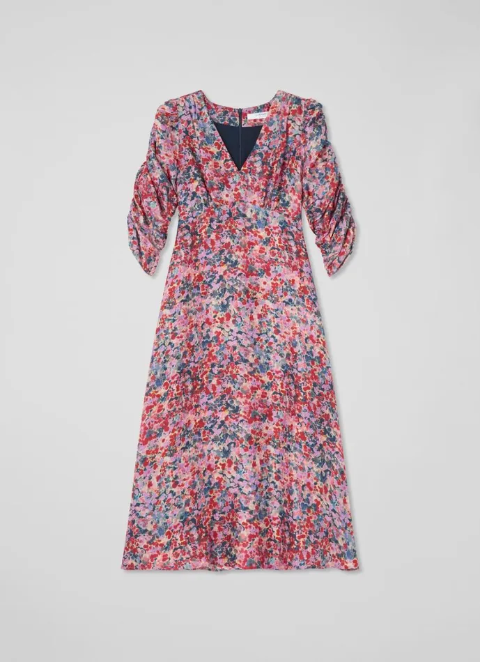 LKBennett Dresses Women Erin Petite Pink Multi Watercolour Floral Jacquard Dress LKBennett Dresses Women Erin Petite Pink Multi Watercolour Floral Jacquard Dress