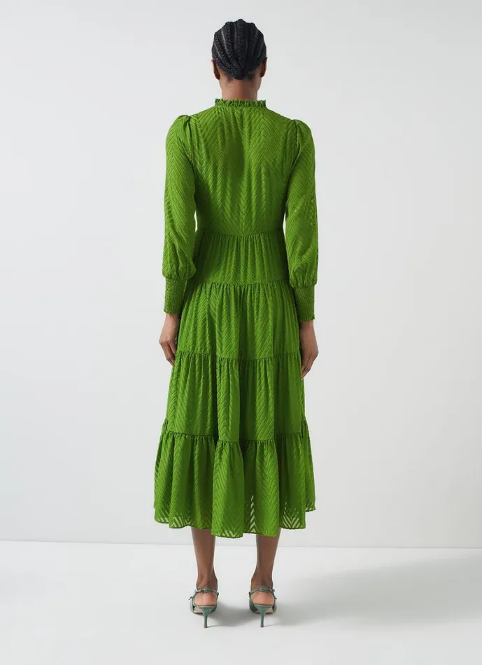 LKBennett Dresses Women Flora Bright Green Chevron Dress LKBennett Dresses Women Flora Bright Green Chevron Dress