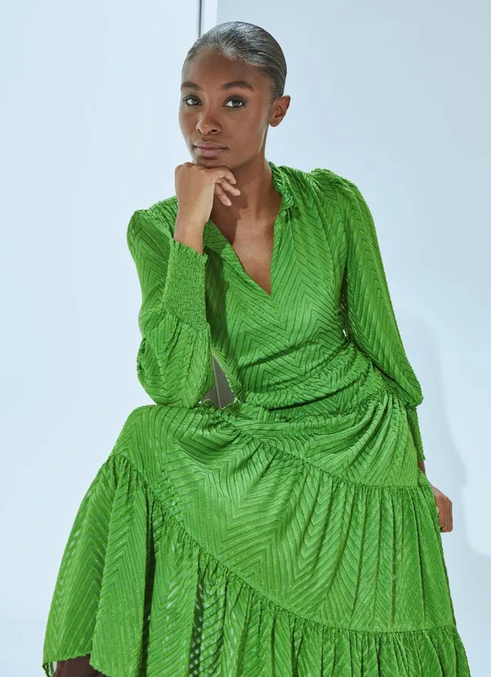 LKBennett Dresses Women Flora Bright Green Chevron Dress LKBennett Dresses Women Flora Bright Green Chevron Dress