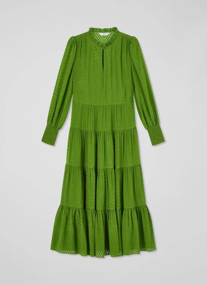 LKBennett Dresses Women Flora Bright Green Chevron Dress LKBennett Dresses Women Flora Bright Green Chevron Dress