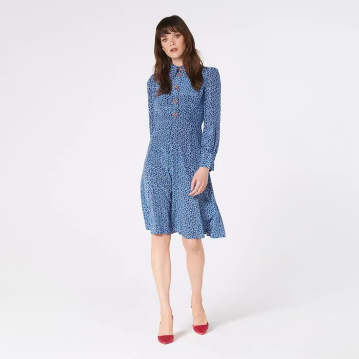 LKBennett Dresses Women Mathilde Bow Print Silk Dress LKBennett Dresses Women Mathilde Bow Print Silk Dress