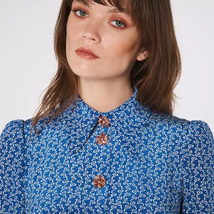 LKBennett Dresses Women Mathilde Bow Print Silk Dress LKBennett Dresses Women Mathilde Bow Print Silk Dress