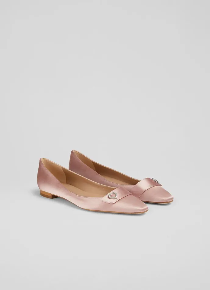 LKBennett Flats Women Amore Pink Heart Square Toe Flats LKBennett Flats Women Amore Pink Heart Square Toe Flats