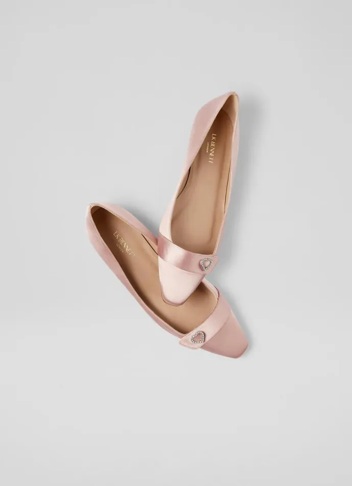 LKBennett Flats Women Amore Pink Heart Square Toe Flats LKBennett Flats Women Amore Pink Heart Square Toe Flats