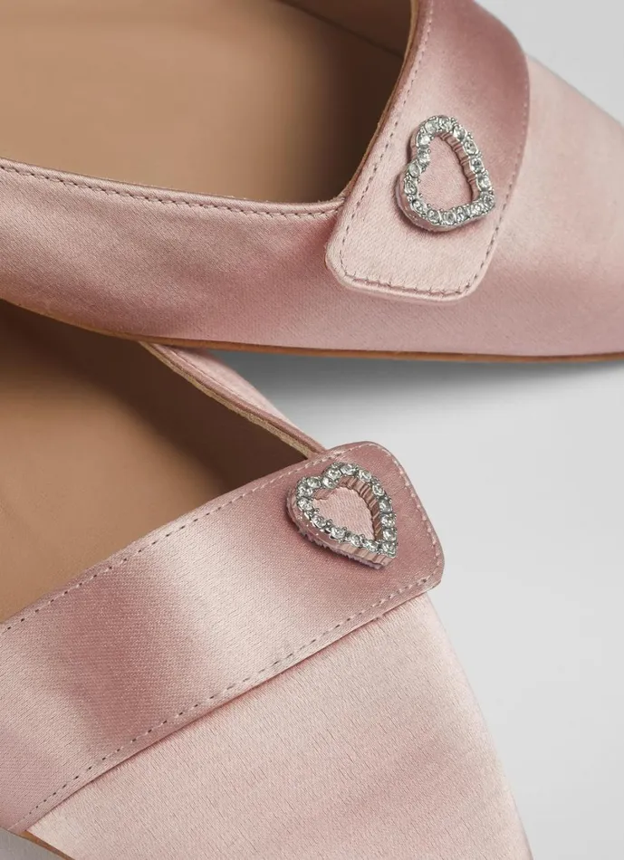 LKBennett Flats Women Amore Pink Heart Square Toe Flats LKBennett Flats Women Amore Pink Heart Square Toe Flats