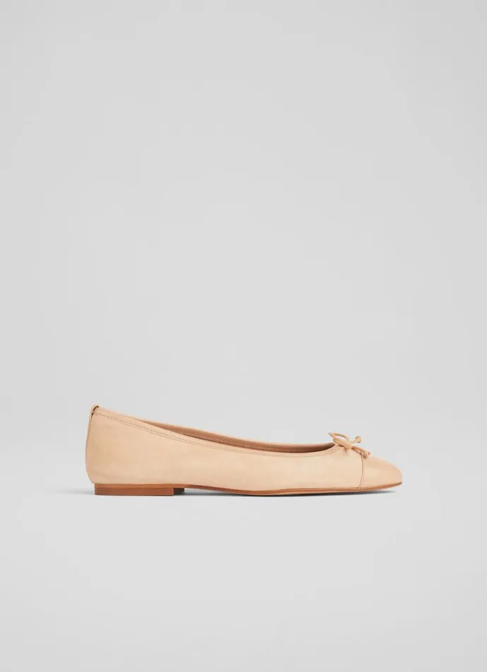 LKBennett Flats Women Kara Beige Suede And Patent Toe Cap Ballet Flats