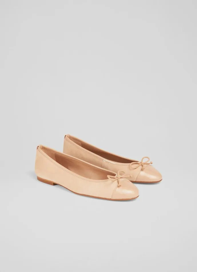 LKBennett Flats Women Kara Beige Suede And Patent Toe Cap Ballet Flats LKBennett Flats Women Kara Beige Suede And Patent Toe Cap Ballet Flats