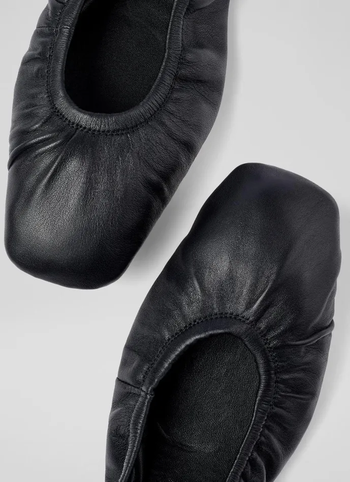 LKBennett Flats Women Tayla Black Leather Folded Ballerina Flats LKBennett Flats Women Tayla Black Leather Folded Ballerina Flats