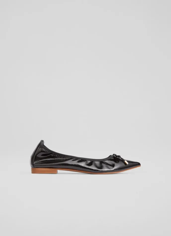 LKBennett Flats Women Tilly Black Leather Pointed Ballerina Flats