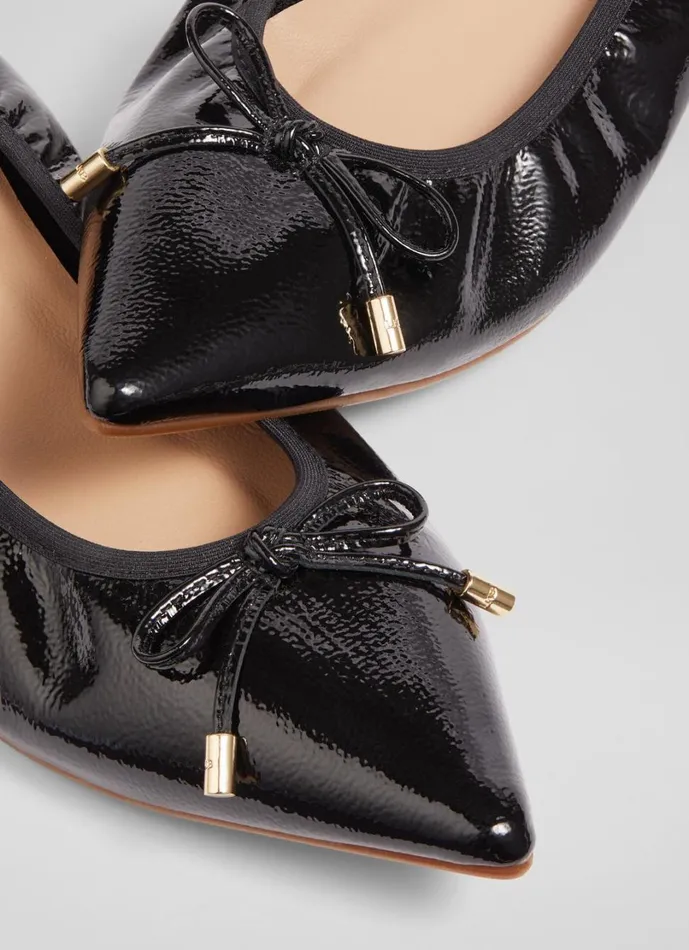 LKBennett Flats Women Tilly Black Leather Pointed Ballerina Flats LKBennett Flats Women Tilly Black Leather Pointed Ballerina Flats