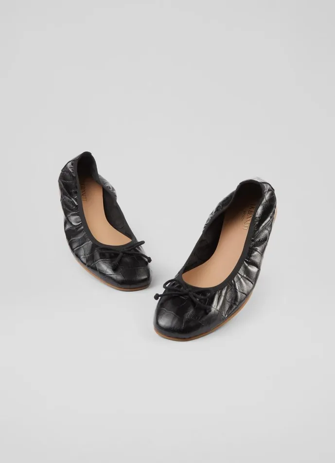 LKBennett Flats Women Trilly Black SnakeEffect Leather Ballet Pumps LKBennett Flats Women Trilly Black SnakeEffect Leather Ballet Pumps