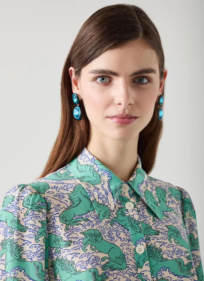 LKBennett Jewellery Women Callie Teal Resin Crystal Statement LKBennett Jewellery Women Callie Teal Resin Crystal Statement