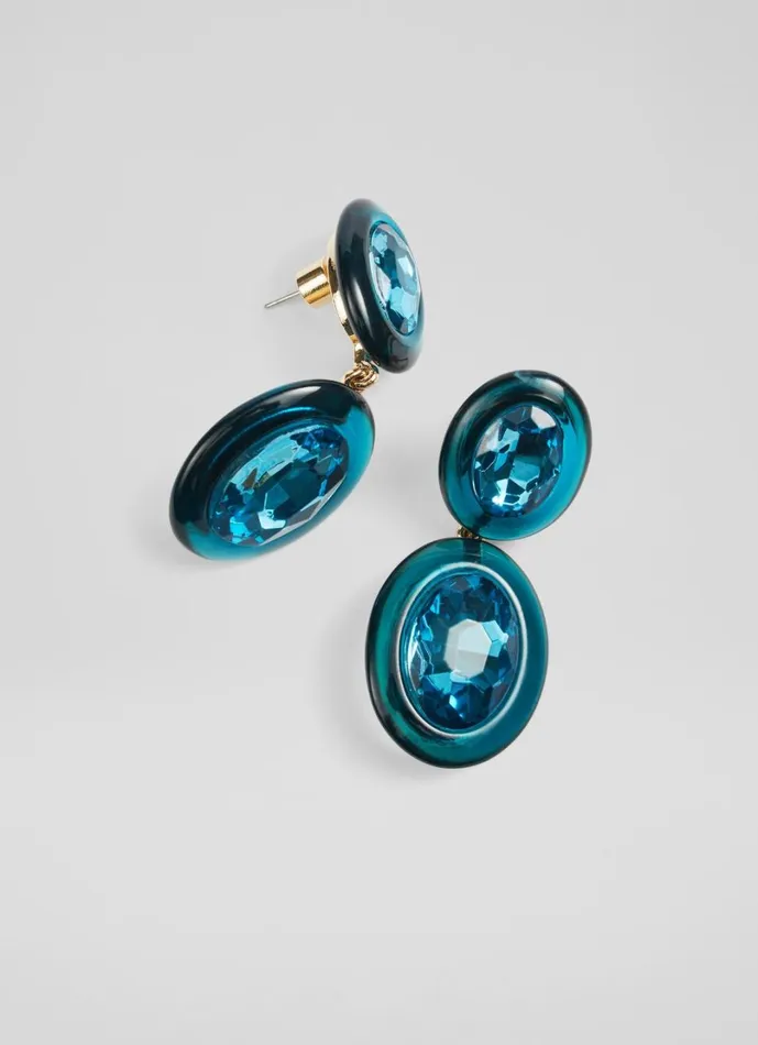 LKBennett Jewellery Women Callie Teal Resin Crystal Statement LKBennett Jewellery Women Callie Teal Resin Crystal Statement