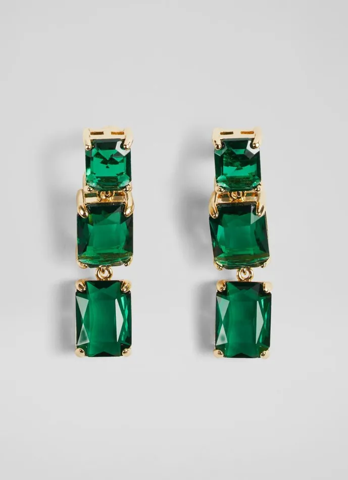 LKBennett Jewellery Women Marcie Green Square Drop Earrings