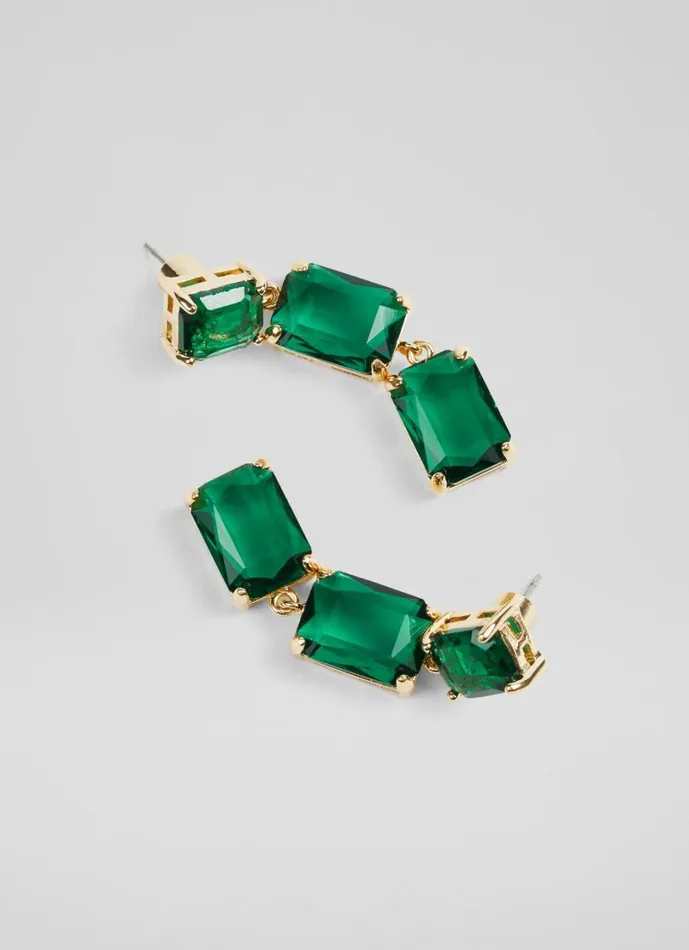 LKBennett Jewellery Women Marcie Green Square Drop Earrings LKBennett Jewellery Women Marcie Green Square Drop Earrings