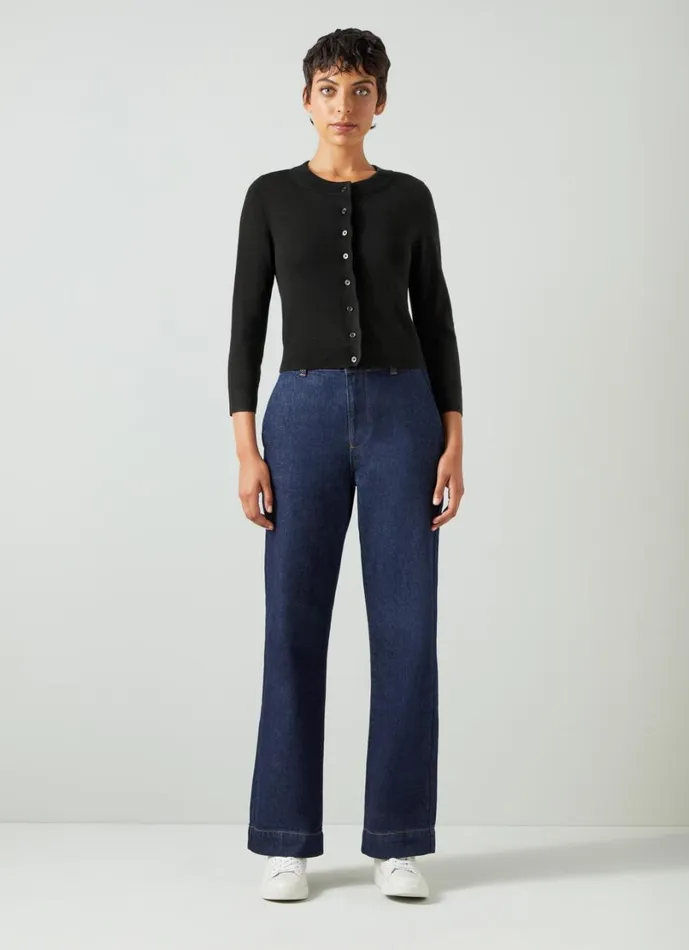 LKBennett Knitwear Women Connie Black Sustainably Sourced Merino Wool Cardigan LKBennett Knitwear Women Connie Black Sustainably Sourced Merino Wool Cardigan